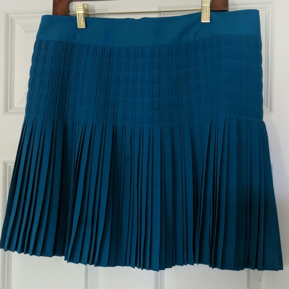 J. Crew teal pleated skirt